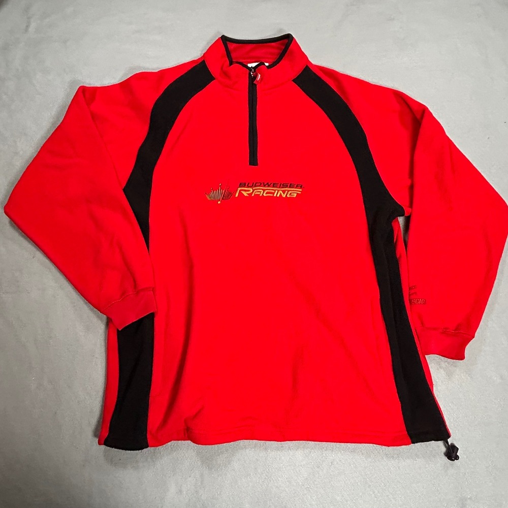 Chase Authentics Budweiser Racing Dale Earnhardt Jr 8 Red Fleece Quarter Zip XL